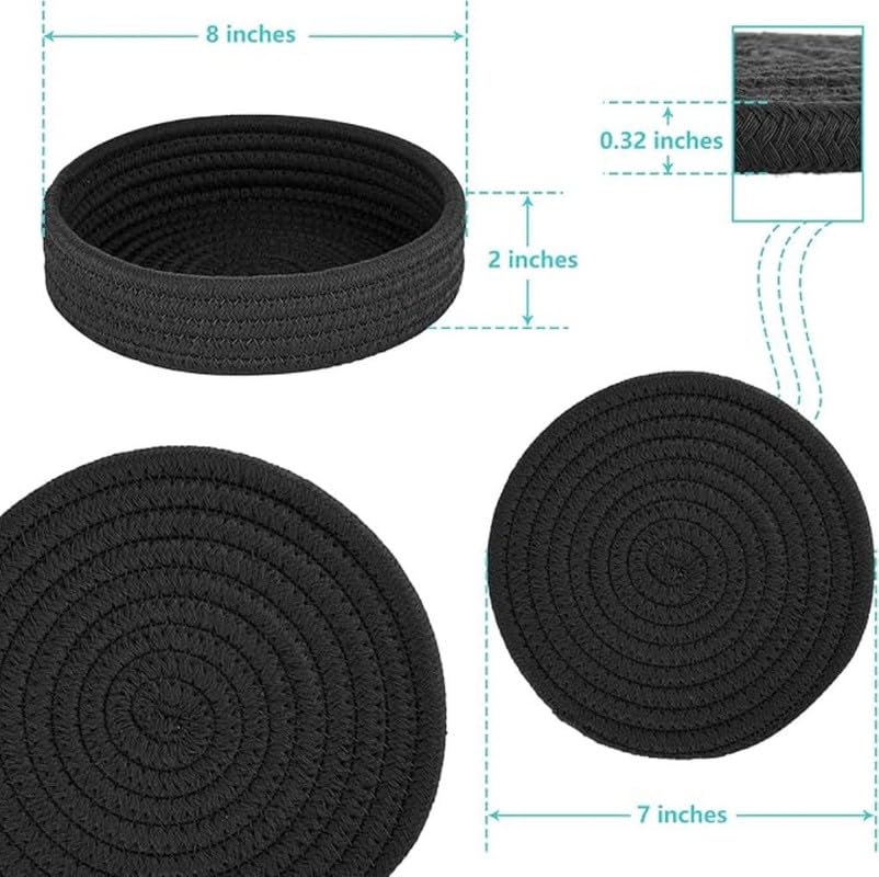 Image of Mansa for Hot Dishes, Pots and Pans, Hot Pads with Storage Basket, Pot Holders for Kitchen, Heat Resistant Mat Protect Counter Home Essentials, Farmhouse Decor (Pack of 4 with Cover) Black