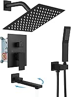 Vista 11 de gotonovo Duchas de lujo de 3 funciones para baño, montaje en pared, cabezal de ducha de 10 pulgadas, sistema de ducha con boquilla de bañera, cuerpo