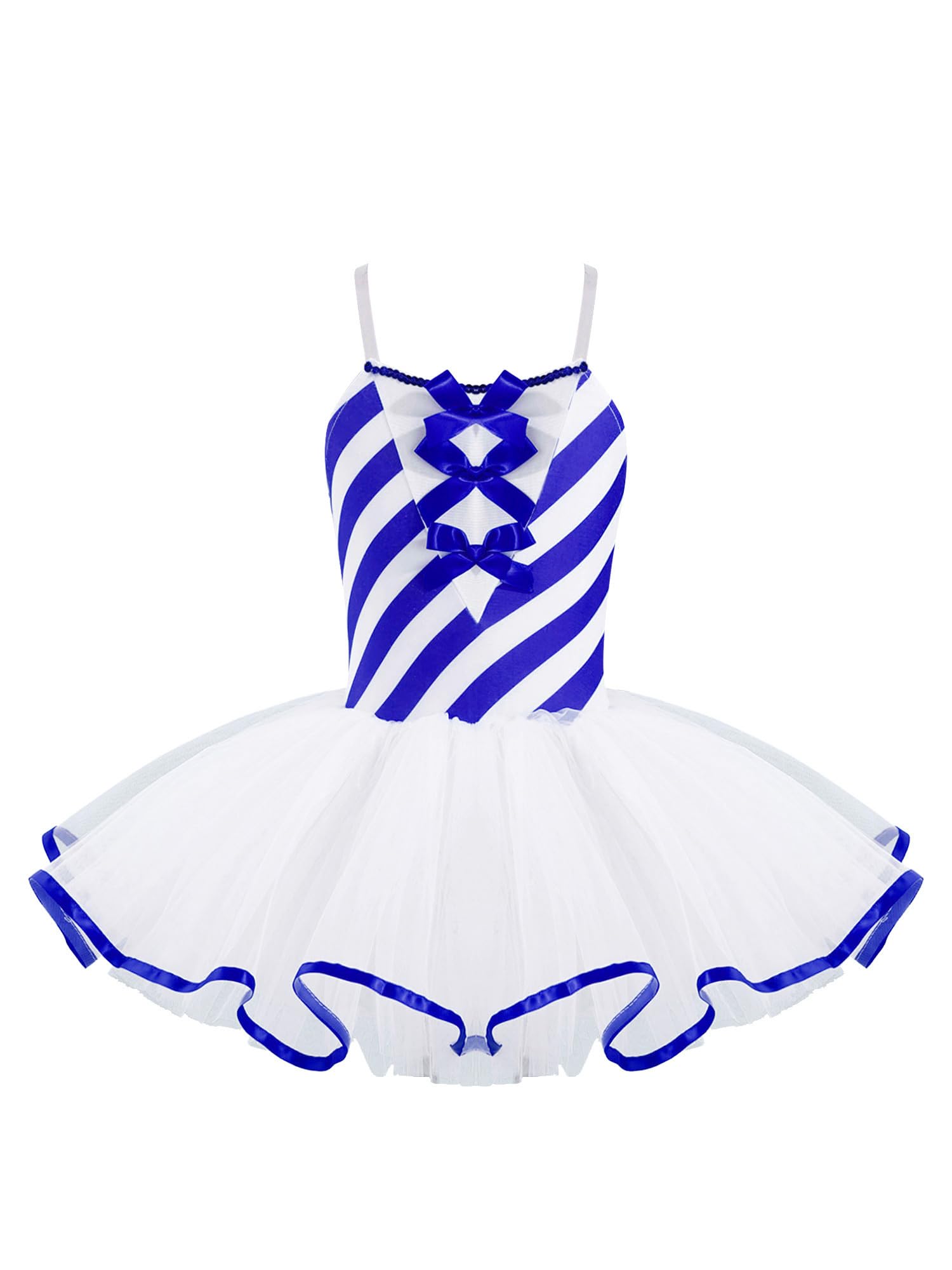 Chaoyinn Kids Girls Candy Cane Dress Halloween Christmas Cosplay Outfits Camisole Striped Tutu Dress Blue 3-4 Years โ image 1