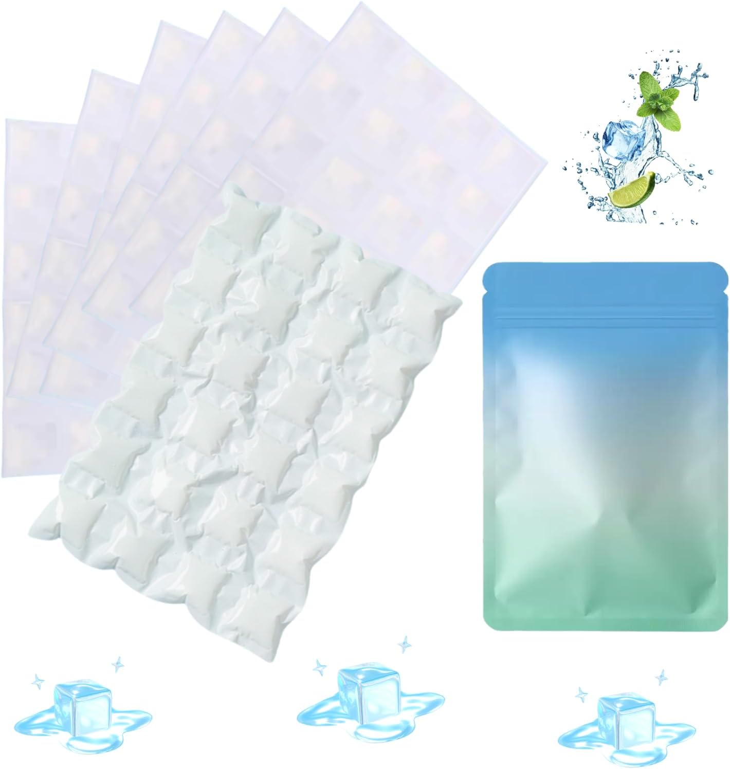 Reusable Dry Ice Packs for Coolers, Lunch Boxes & Shipping,Flexible, Cuttable, No Leak Design | Long Lasting Freezer Packs for Food, Drinks& Breastmilk Storage