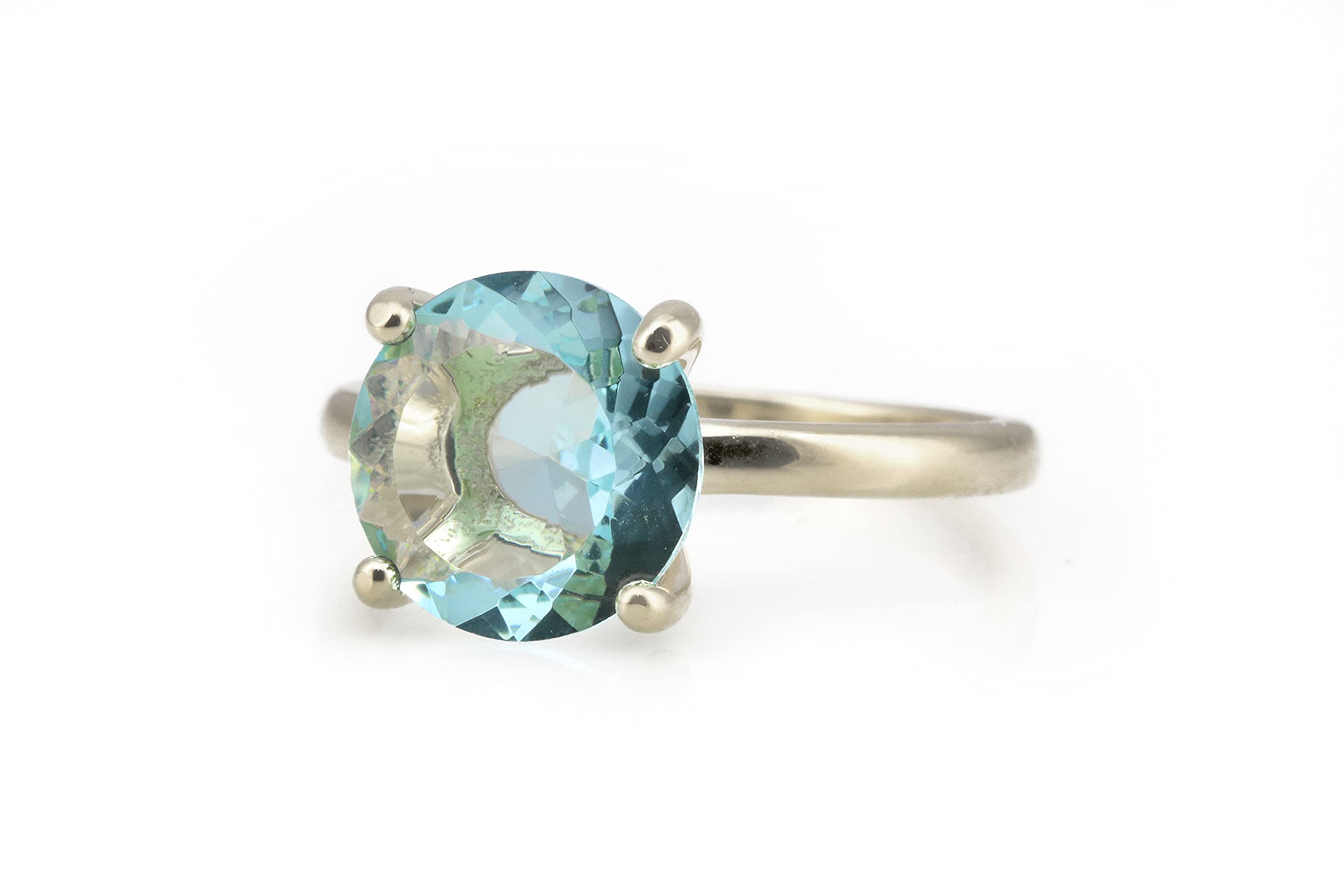 Anillos Artesanales de Topacio para Mujer - Anillo Solitario Glamuroso - Joyas de Piedra de Nacimiento para Mujer - Anillo de Boda de Oro, Compromiso, Todos los Días, Hechos a Mano - con Caja