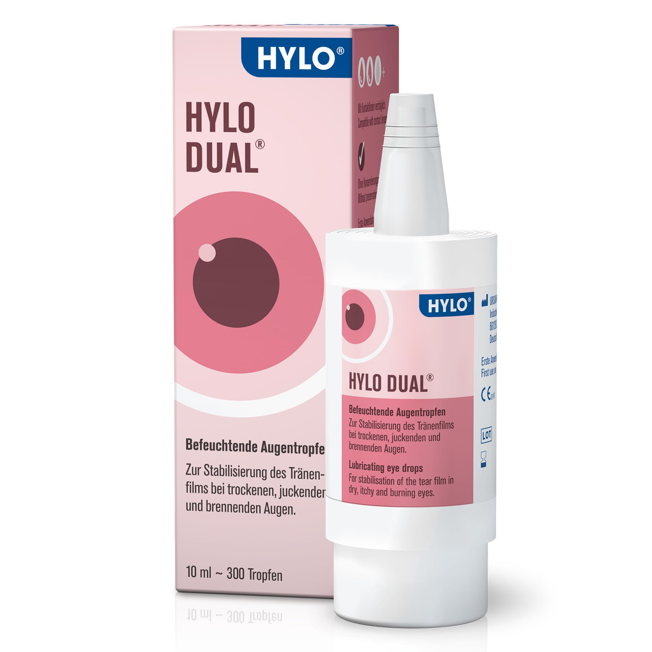 HYLO DUAL Augentropfen – feuchtigkeitsspendende Tropfen mit Hyaluronsäure und Ectoin, 10 ml