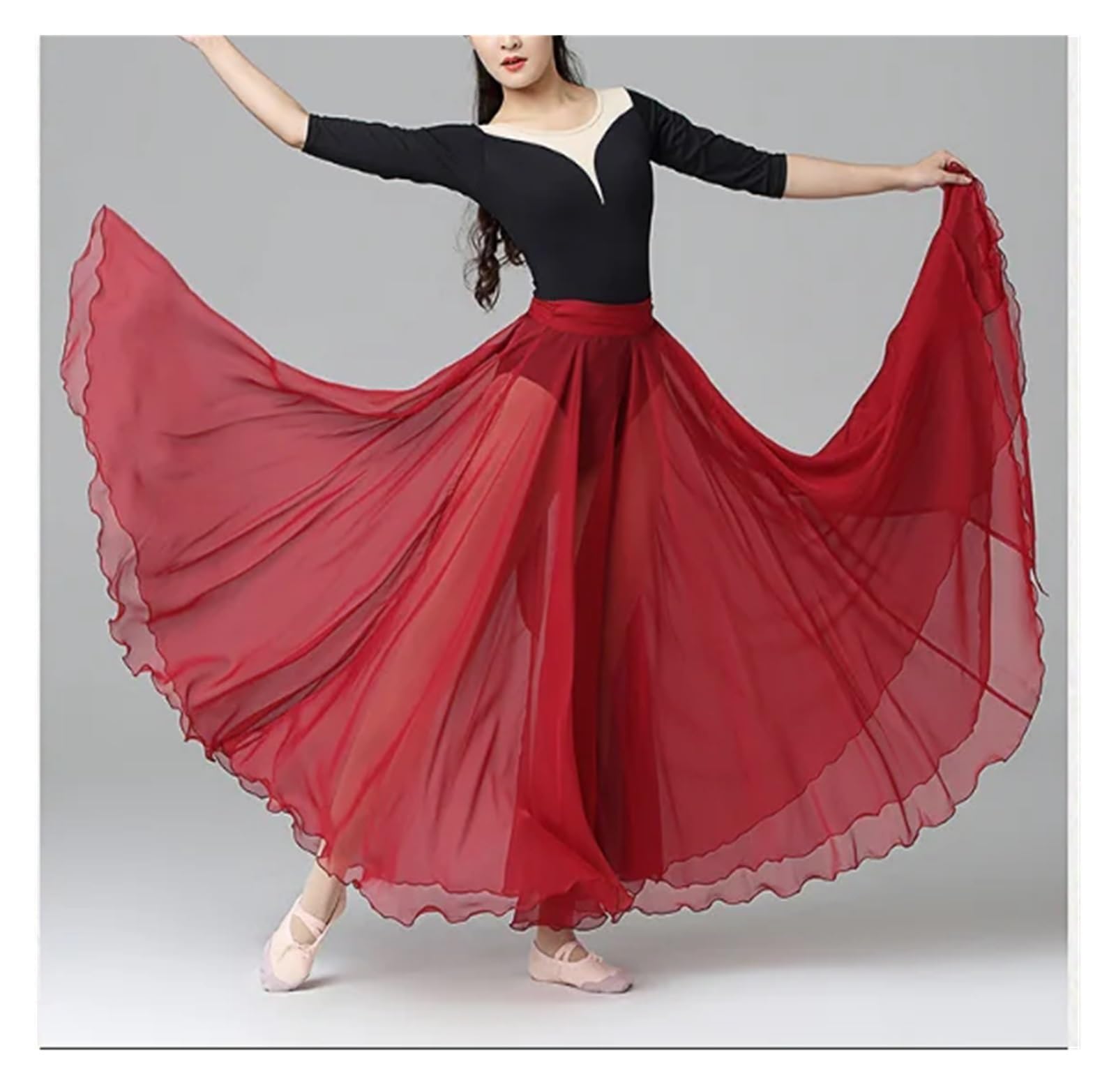 Falda Swing Grande,Falda Swing Larga Bailarina， Falda de Gasa for práctica de Ballet romántica for niñas Adultas