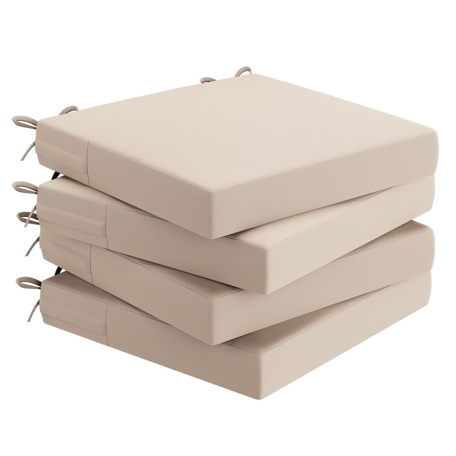 AAAAAcessories Seat Cushions for Patio Furniture, Waterproof Replacement Patio Chair Cushions, Set of 4, 18.5 x 16 x 3 Inch, Beige