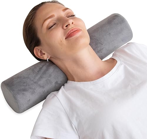 1 MIDDLE ONE Almohada cervical cervical de espuma viscoelástica para apoyo del cuello y alivio del dolor, almohada cilíndrica redonda de tubo