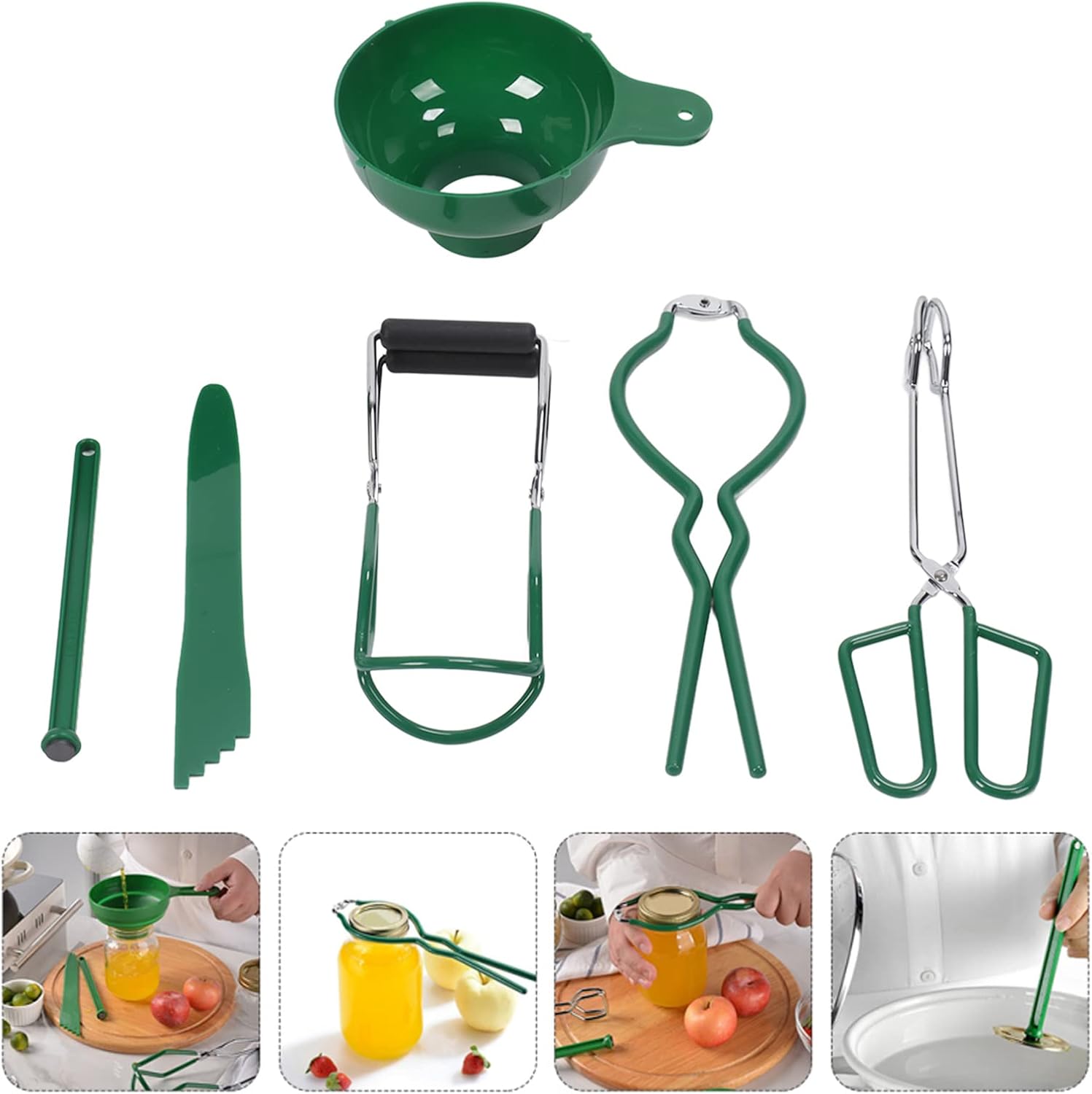 Tyenaza 6Pcs Canning Kit, Canning Funnel Tong Bubble Popper Jar Wrench Lifter Magnetic Lid Lifter Jam Making Set for Home Use