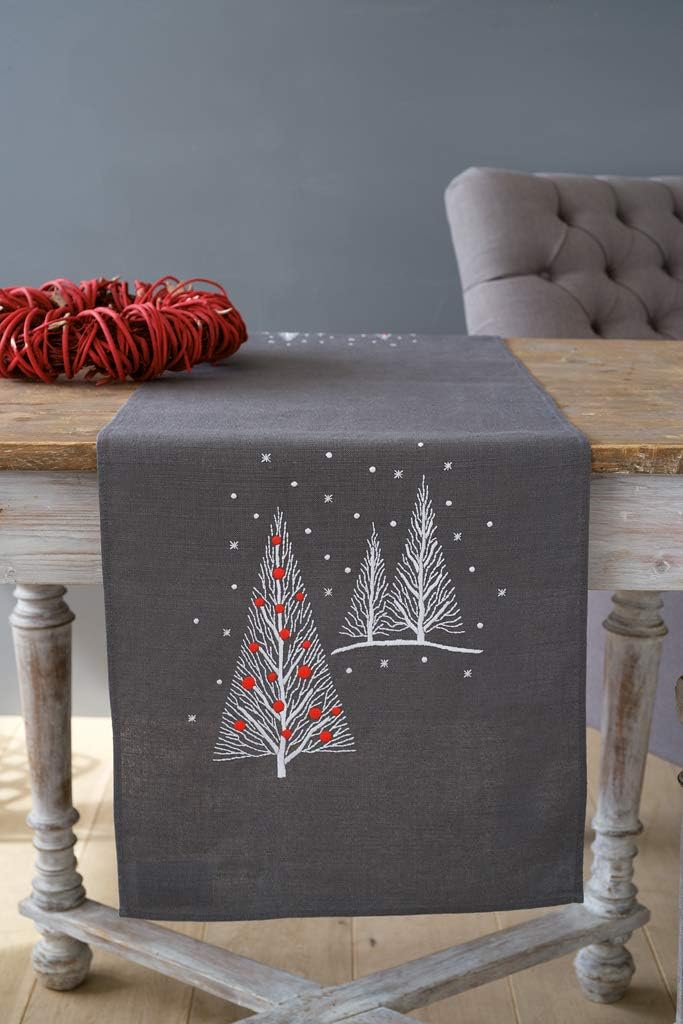 Vervaco Printed Table Runner Kit Christmas Trees 16" x 40"