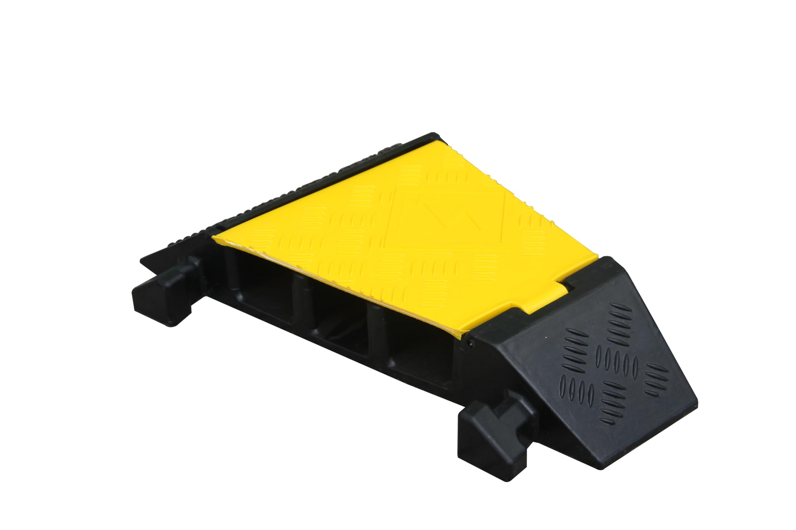 KABLE KONTROLAtlas Heavy Duty Cable Protector 22.5° Degree Left Turn - 3 Channel - CP9986 Compatible - Black & Yellow - Speed Bump and Wire Protector Turn for Indoor & Outdoor Use