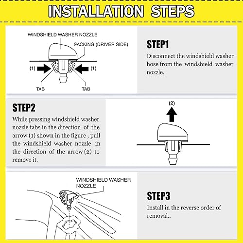 Miniatura 5 de Juego de 8 boquillas para limpiaparabrisas delantero, kit de chorro de pulverización para Chrysler, Dodge, reemplaza al OEM # 4805742AB  5113049AA