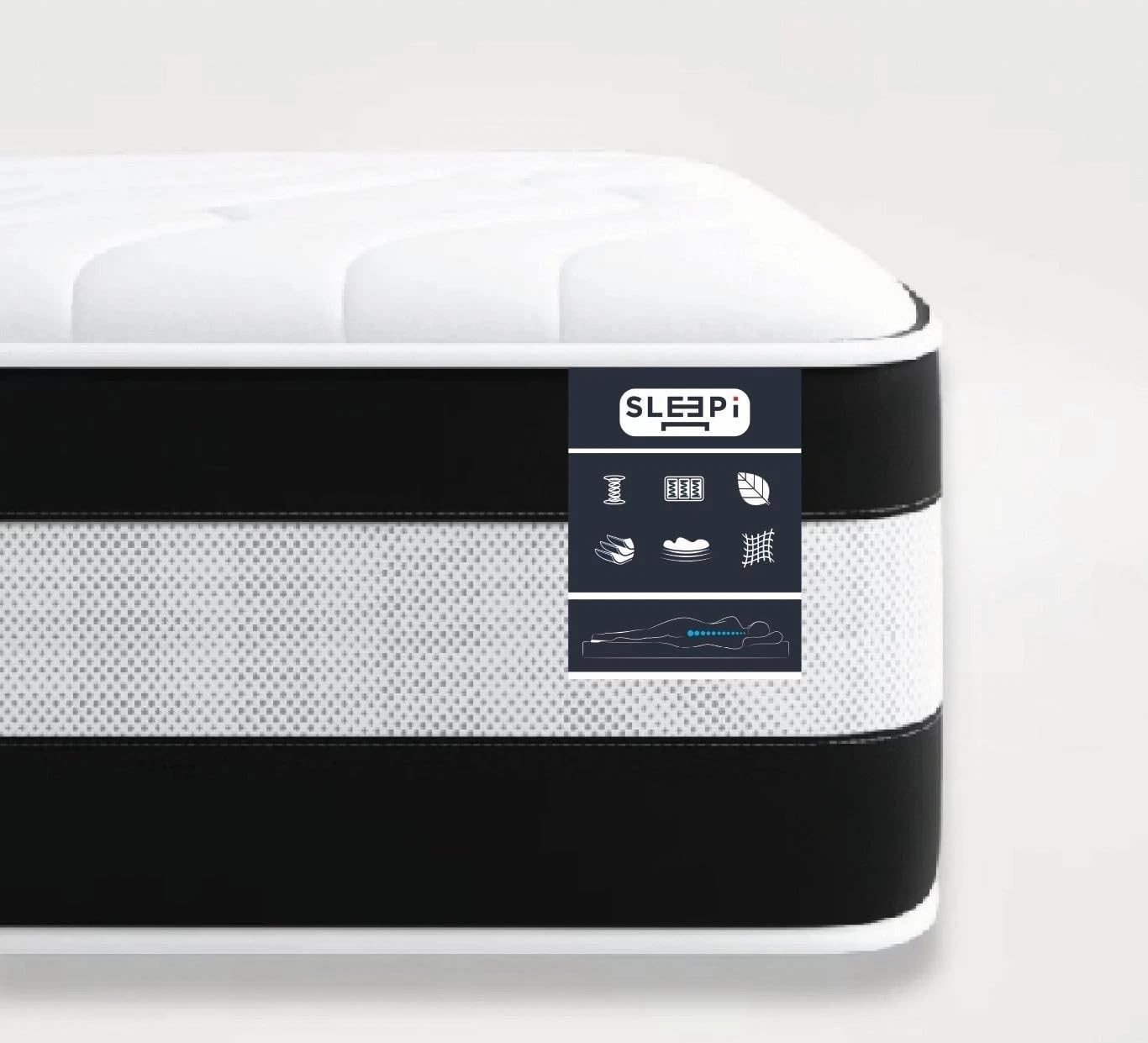 Sleepi LUXE 3D-Border Hybrid Mattress-Orthopedic Design With Memory Foam and Springs (4FT (ONLY COVER))