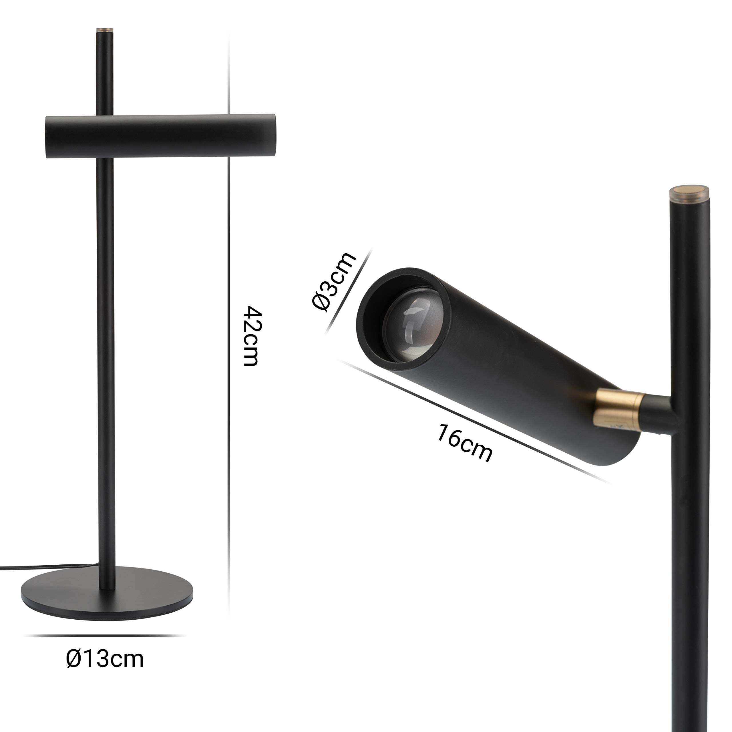 LUUK LIFESTYLE Płynnie zmieniająca jasność lampa stołowa LED, lampka nocna, lampa do biura, lampa na biurko, lampa do czytania, nowoczesny design, kontrola dotykowa, czarny