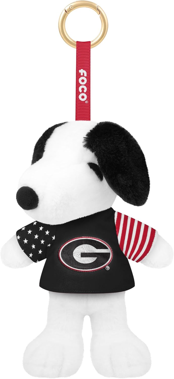 FOCO Georgia Bulldogs NCAA Americana Plush Snoopy Peanuts Bag Charm Keychain