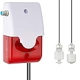 High / Low Water Level Sensor Detector Alarm 120 dB Red Strobe Siren, Adjustable Alarm Volume, Sump Bobber Water leak Sensor,16.4ft Probe Cord, Suitable for Water Tank/Aquarium, Swimming Pool/Basement