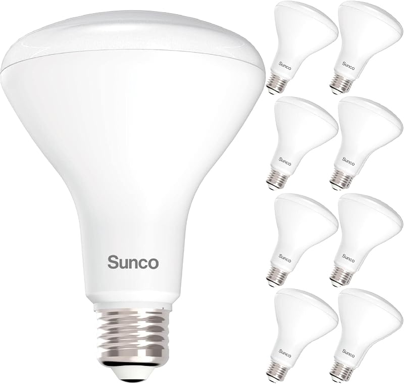 Sunco Paquete de 8 bombillas LED BR30, E26, 11 W = 65 W, luz diurna 5000 K | 850 lm, regulable, interior, hogar, dormitorio, iluminación de cocina, bombillas empotrables, base media, bombillas empotrables de inundación