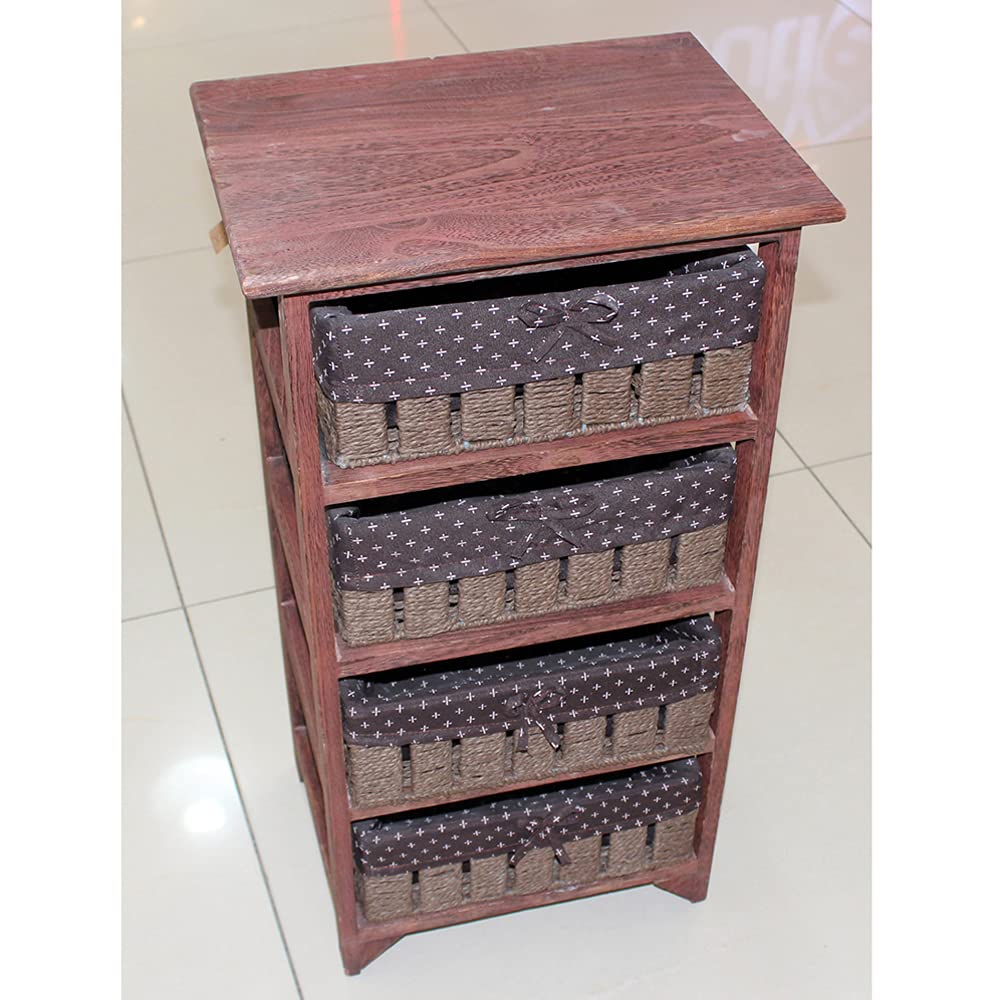 Makeup Toy Retro Style Wooden Made Side Table Nightstand Storage Cabinet Cupboard Organizer For Livingroom Bedroom (X2-B (76x40x30 Cm))