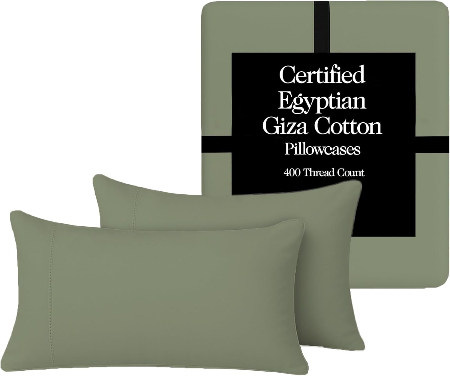 Certified Giza Egyptian Cotton Pillowcases – Genuine 400 Thread Count – Hotel Luxury, Skin Friendly, Breathable, Naturally Silky Sateen Pillowcases, Oeko-TEX Certified Pillow Cases Standard Size