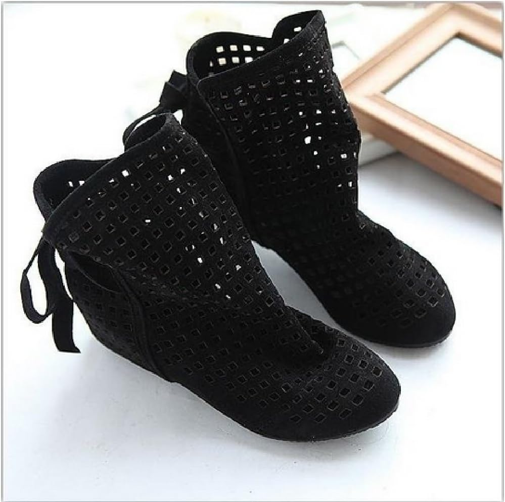 fashion women's cut-outs Boots Spring Summer High heeled shoes black 8.5