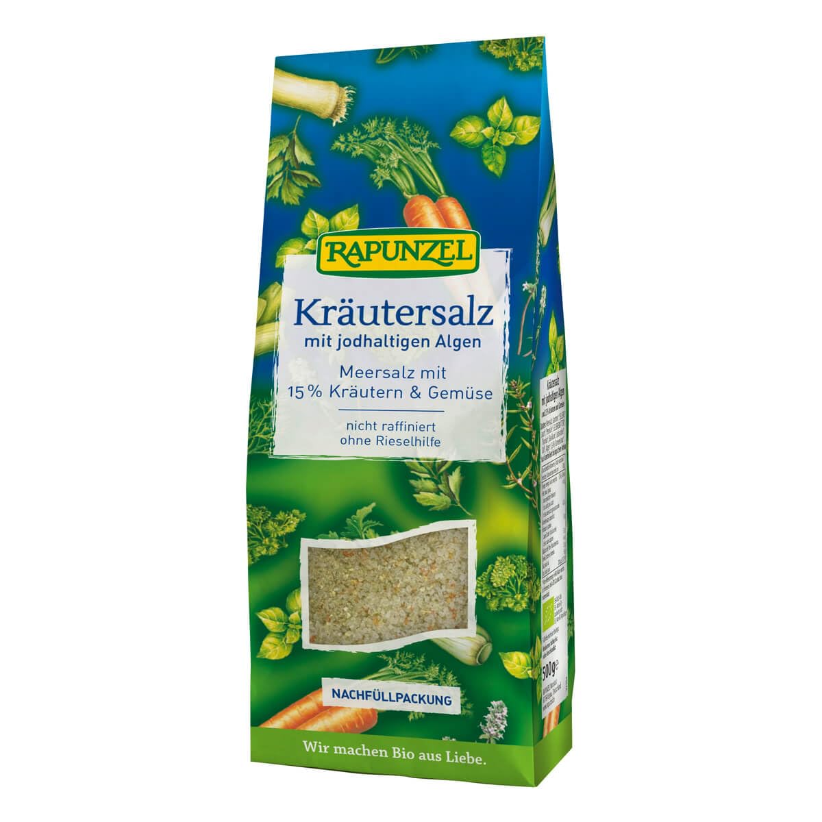 Rapunzel Kräutersalz jodiert mit 15% Kräutern und Gemüse, 1er Pack (1 x 500 g) - Bio