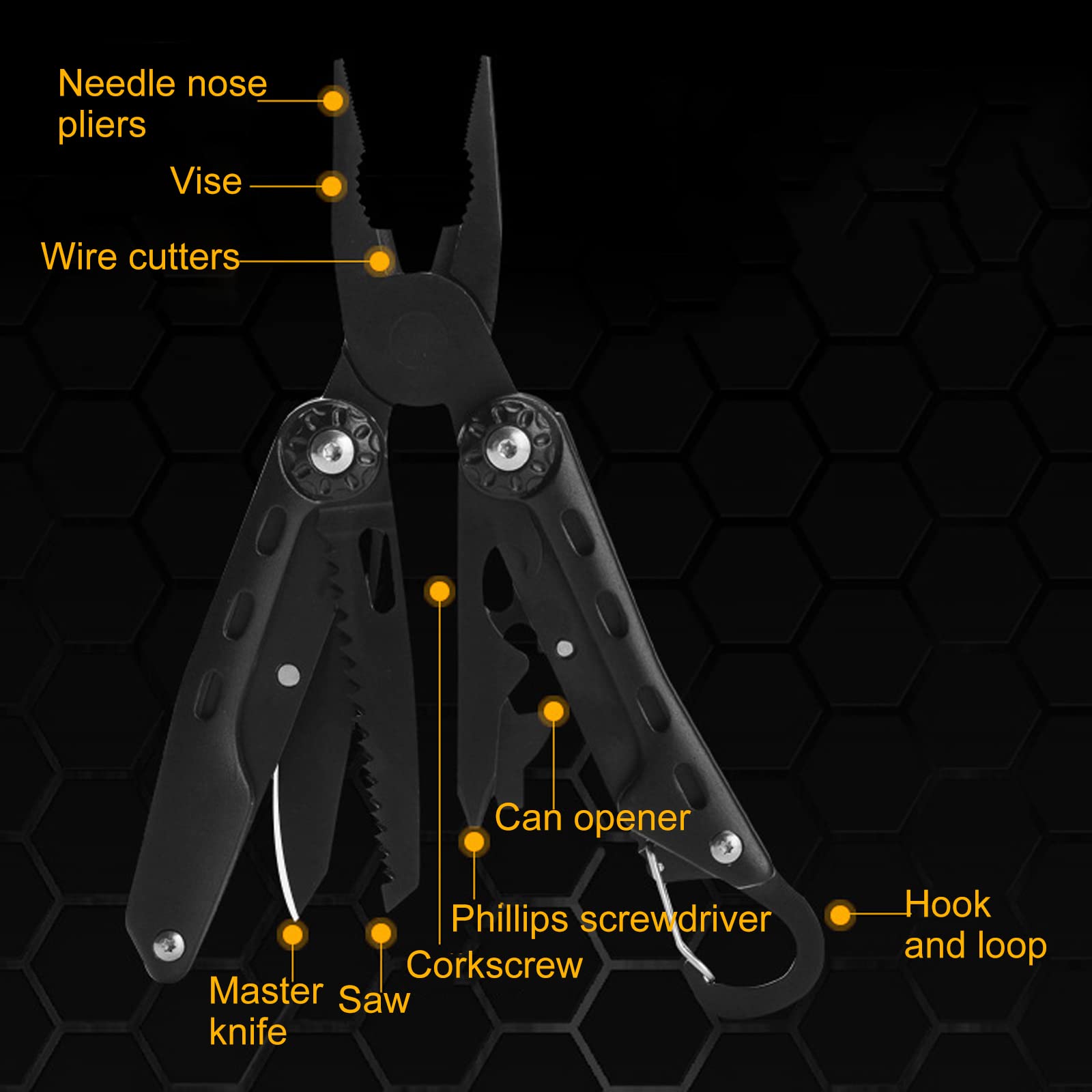 11 En 1 Multitools Multifonction Outil En Acier Inoxydable Couteau Pliant Pince Avec Sac En Tissu Oxford Pour Extérieur,Survie,Camping, Randonnée,Réparation Simple
