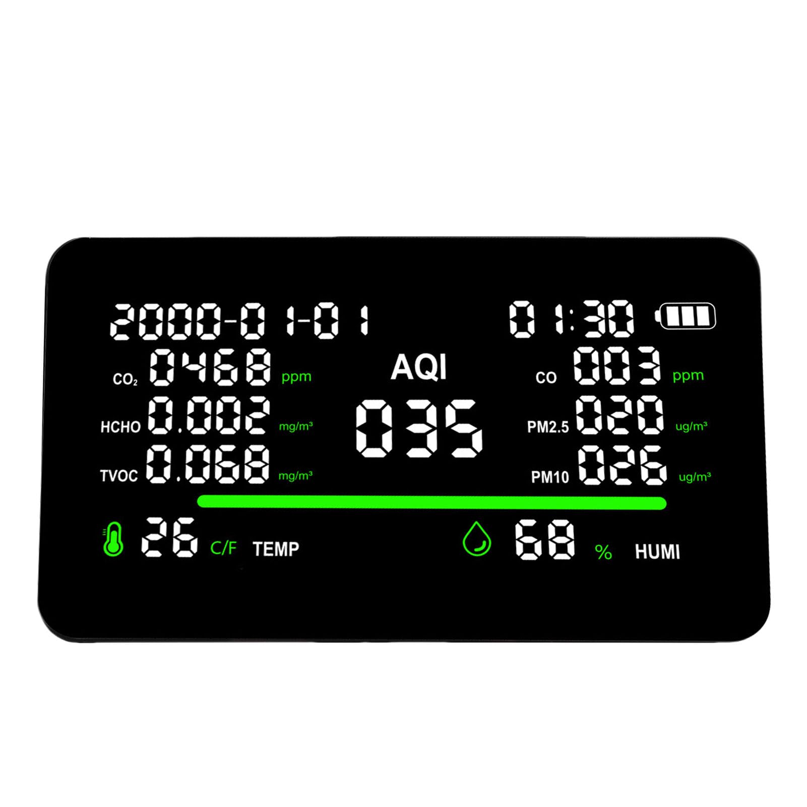 CO2 HCHO TVOC Air Quality Meter 11 in 1 Tester for Living Room Basement Greenhouse Tool Room Kit
