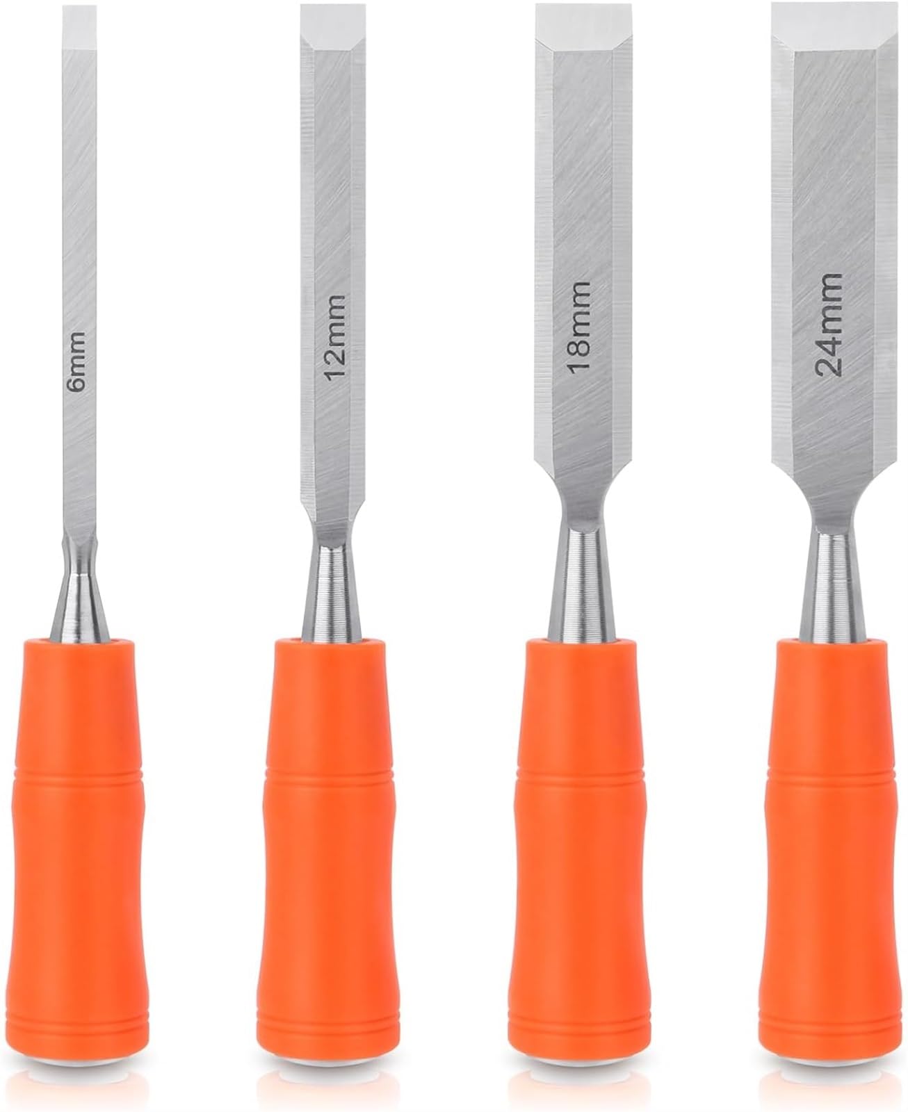 THE WHITE SHOP 4 PCS Wood Chisel Sets Woodworking Tools Set, Wood Chisels for Woodworking with Steel Hammer End, Wood Tools Chisel Set Woodworking with Ergonomic Plastic Handle