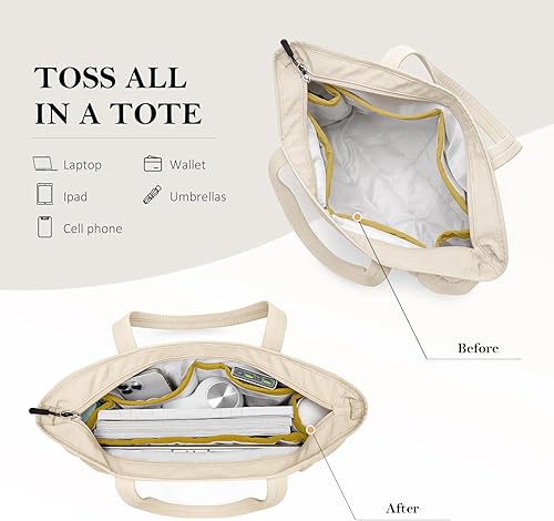 Miniatura 3 de Bolsa de mano para mujer, bolsas de trabajo de 14 pulgadas con cremallera para computadora portátil con compartimentos para viajes, uso diario