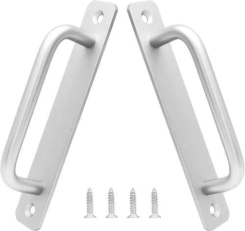 Miniatura 10 de Piutouyar 2 Pack Aluminum Alloy Sliding Barn Door Handle, 128mm / 5 Inch Hole Center Gate Door Handle, Closet Door Pulls with Plate for Kitchen
