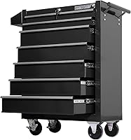 Vista 1 de Carro de herramientas de acero con ruedas y cajones de almacenamiento de 7 cajones (TZ37-BK)