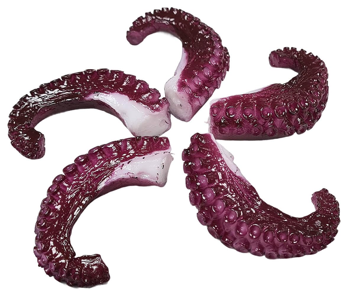 Props4shows Red Fake Octopus Tentacles - Pack Of 5 (5 Count, 6.5 X 4 X 2 Cm, Realistic, Artificial Seafood, Tentacles)