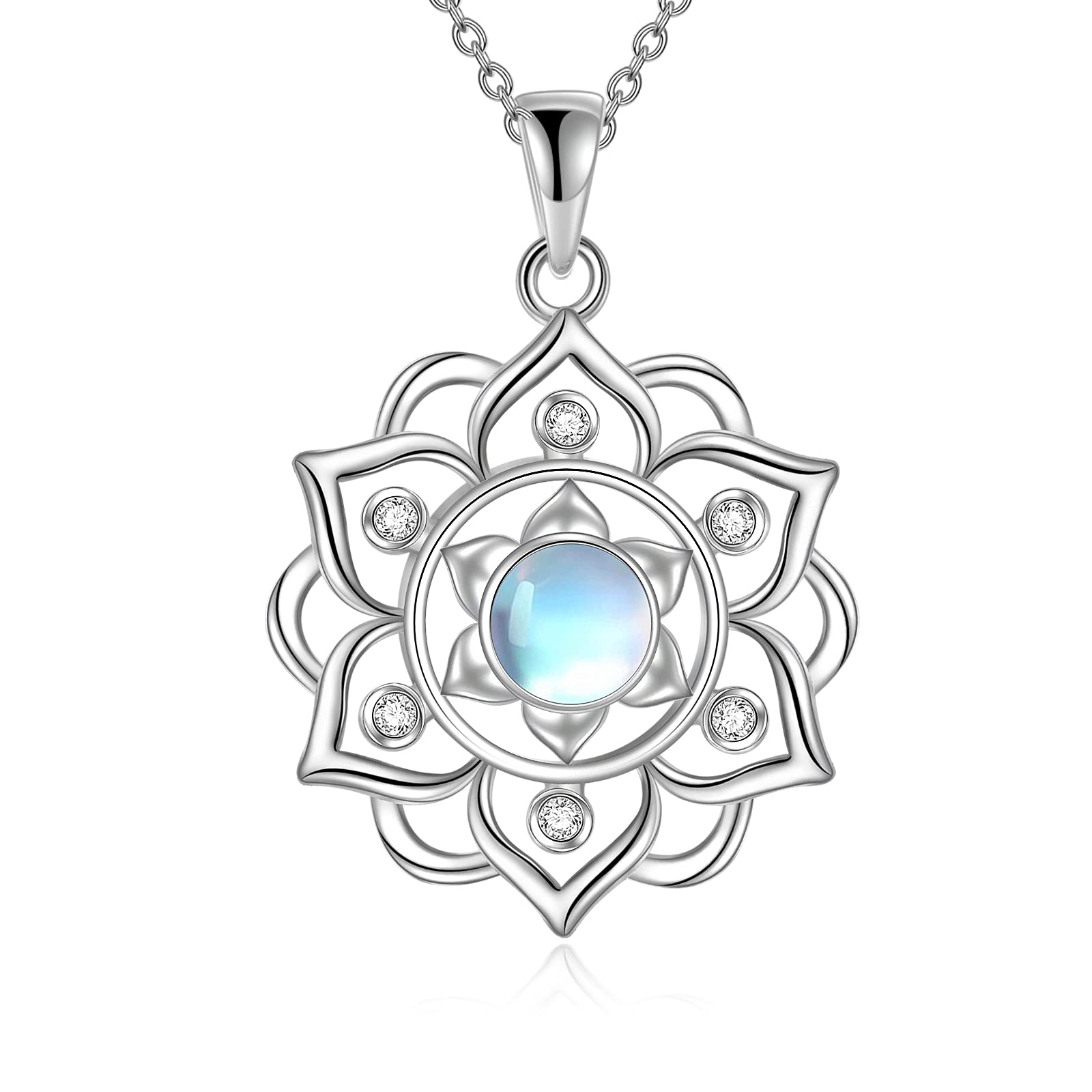 925 Sterling Silver Chakra Necklace Yoga Lotus Pendant Necklace Jewelry Mother's day Gifts for Women