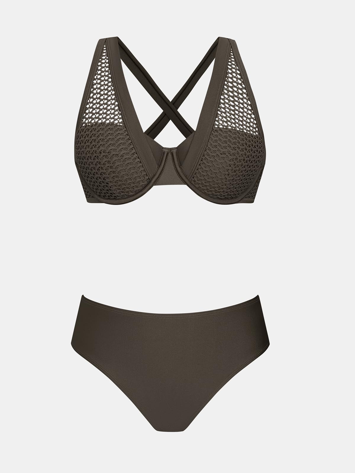 CUPSHE Damski zestaw bikini Push Up dwuczęściowy strój kąpielowy strój kąpielowy z fiszbinami top krzyż tył hak