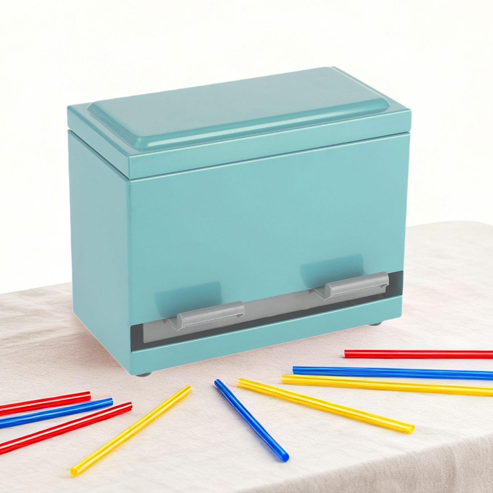 Strohhalmspender, Aufbewahrungsbox mit Deckel, Arbeitsplatte, Bleistifthalter, für Klassenzimmer, Restaurant, Zuhause, GrÜn
