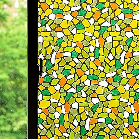 Window Privacy Film Colorful Glass Window Film Non Adhesive Static Cling Sun Blocking Window Tinting Film for Home - 17.5 x 157.4 inches Cover