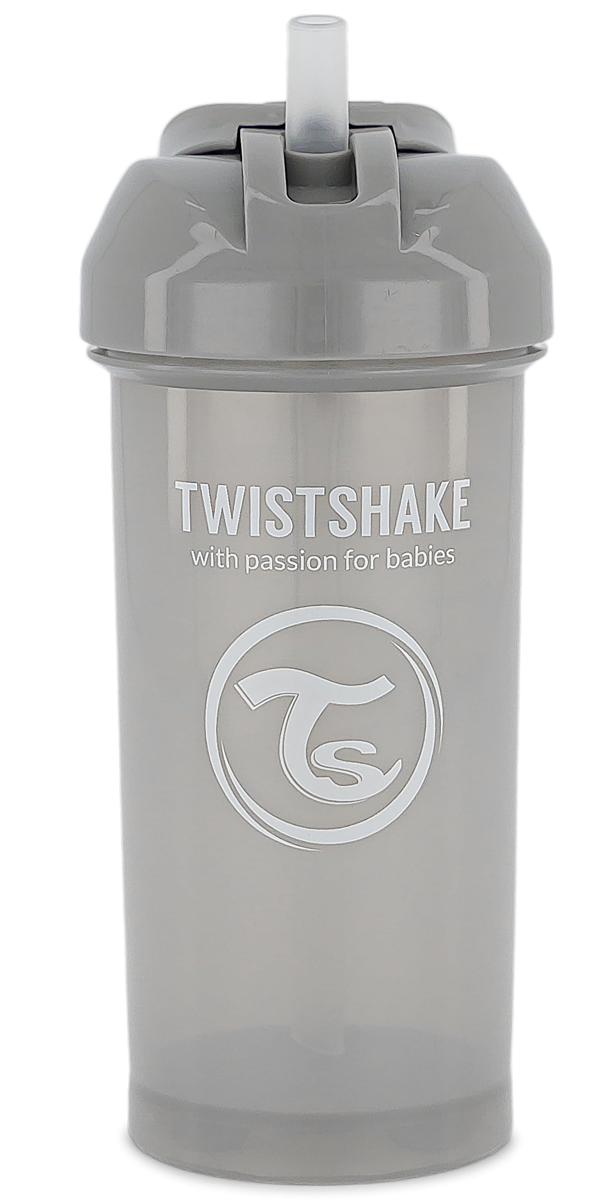 Twistshake Straw Cup | Baby-Schnabeltasse mit Strohhalm - 360 ml | Auslaufsichere Babywasserflaschen | Auslaufsicherer Trinkbecher für Kleinkinder | BPA-freier Baby-Entwöhnungsbecher | Grau
