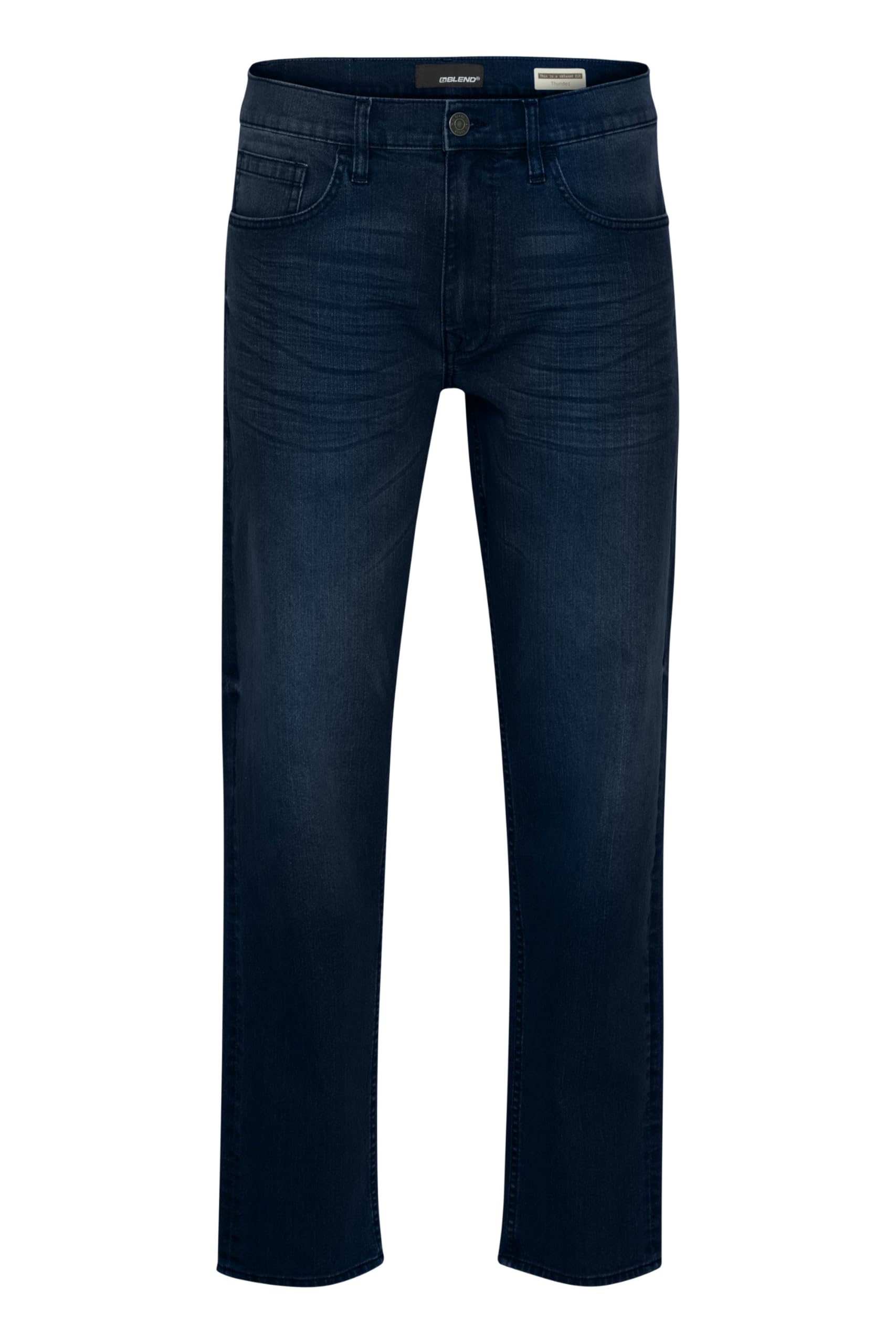 Blend BHGorm Herren Jeanshose Denim Jeans mit Gürtelschlaufen Eingrifftaschen Baumwollmischung Regular fit, Größe:W33/32, Farbe:Denim Dark Blue (200292)