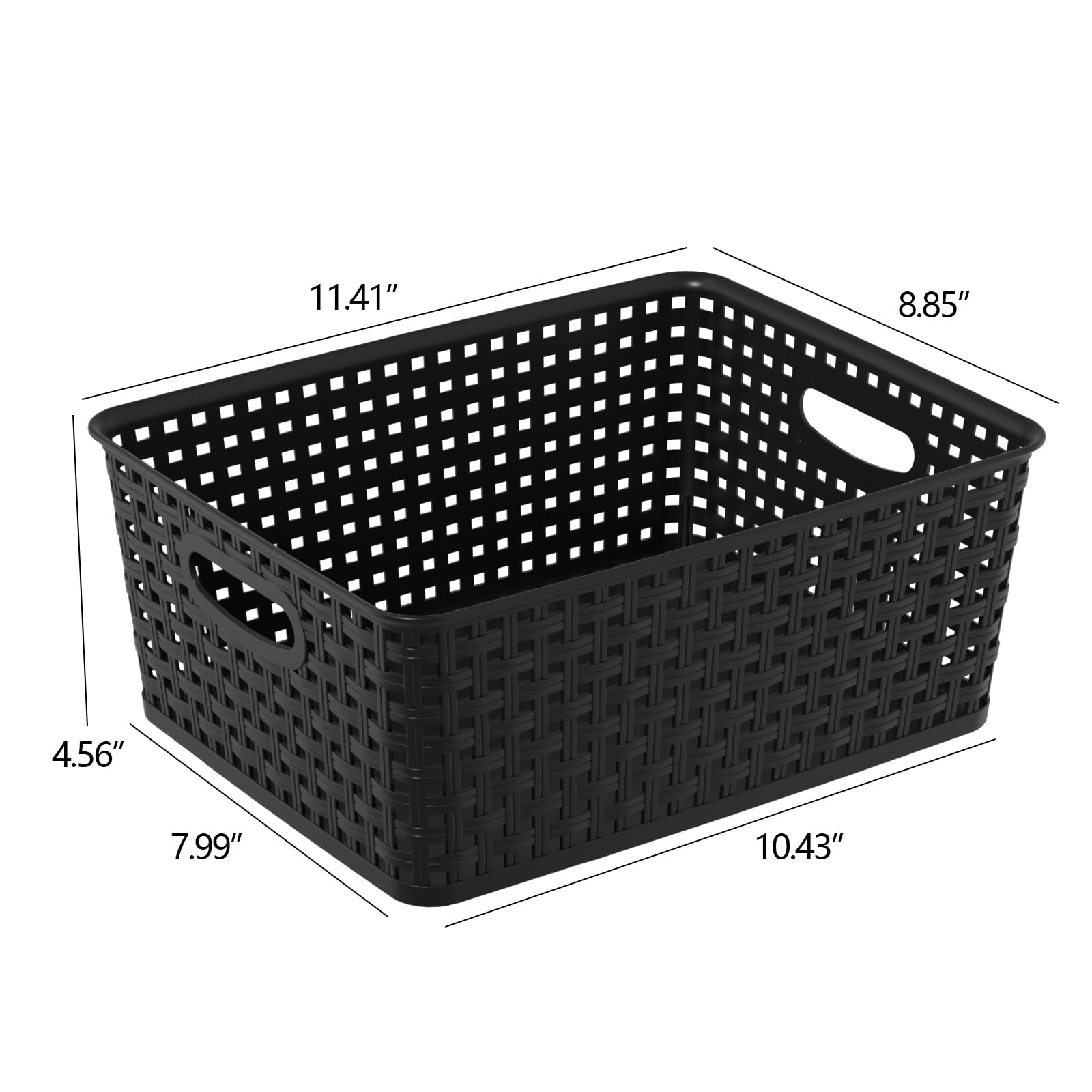 Confezione da 4 cestini portaoggetti in plastica intrecciata, misura media, colore nero