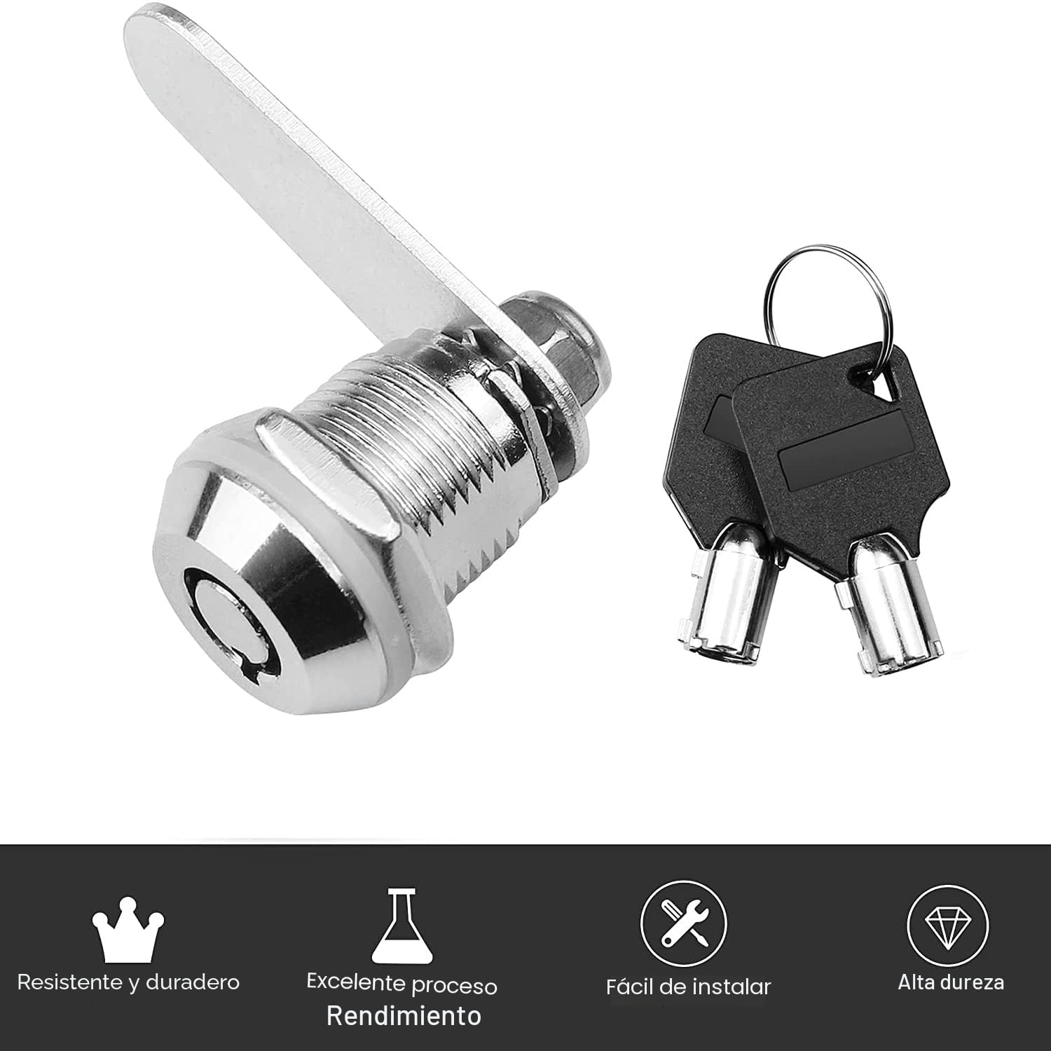 Cerradura tubular de rosca de 20 mm, cerradura de cilindro para buzón, armario, buzón con llaves iguales (1, 20 mm)
