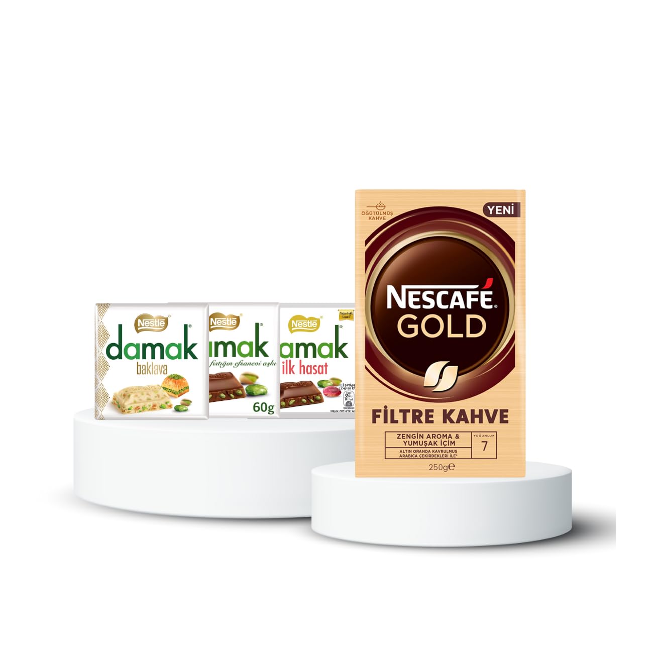 Nescafe Gold Filtre Kahve 250 g & Damak Çikolata 3 x 60 g
