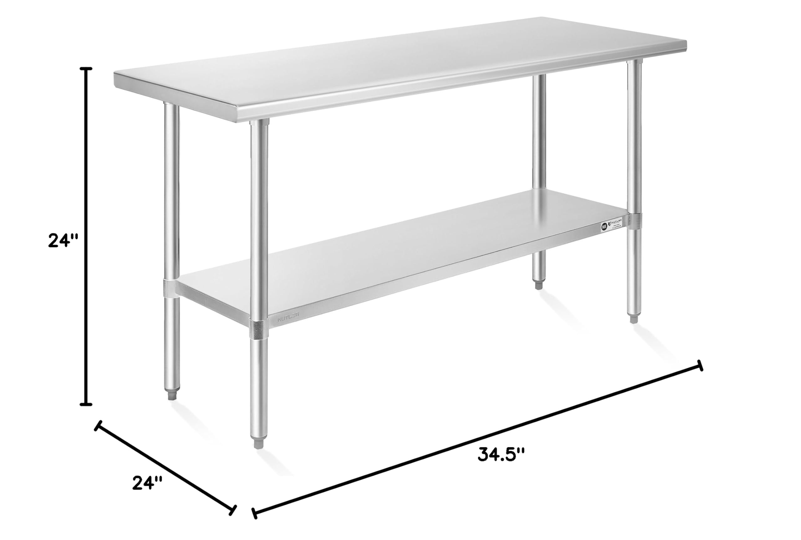KUTLER Stainless Steel Table 24 x 60 Inches NSF Heavy Duty Commercial Kitchen Prep and Work Table with — view 2