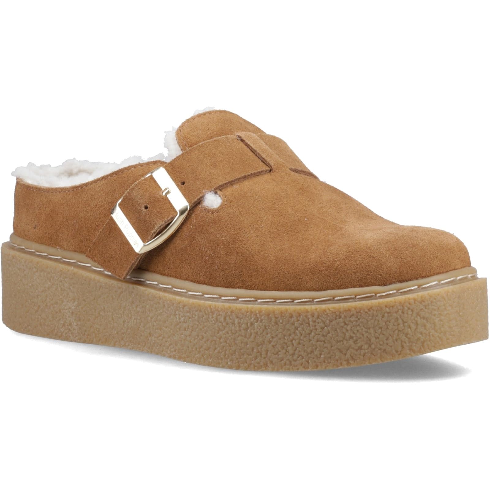 Hush Puppies Female Blanche Fur Mule, Tan, 3