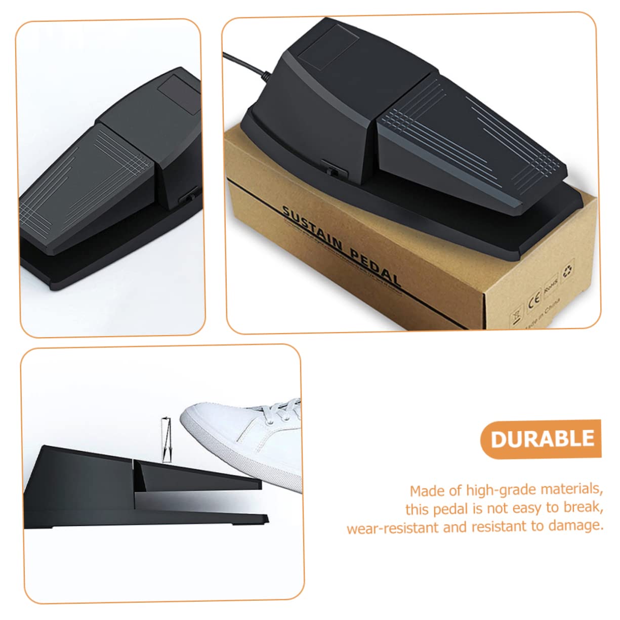 Pedale Sustain per Pianoforte Elettrico, Robusto e Silenzioso | Nero, Gomma Abs Resistente All'usura, Adatto a Pianoforte e Tastiera, Accessorio Risposta Precisa