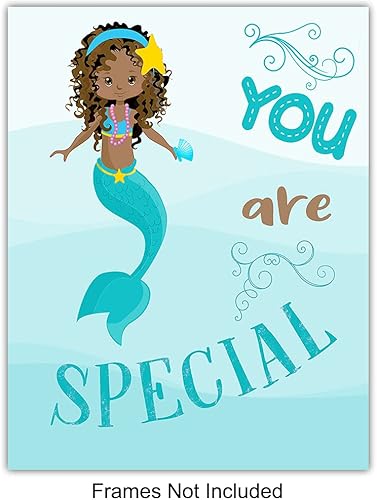 Miniatura 3 de African American Girl Wall Decor - Black Art Poster Set 8x10 - Cute Mermaid Wall Decor - Toddler, Little Girls Bedroom Print - Afro-American Gifts -