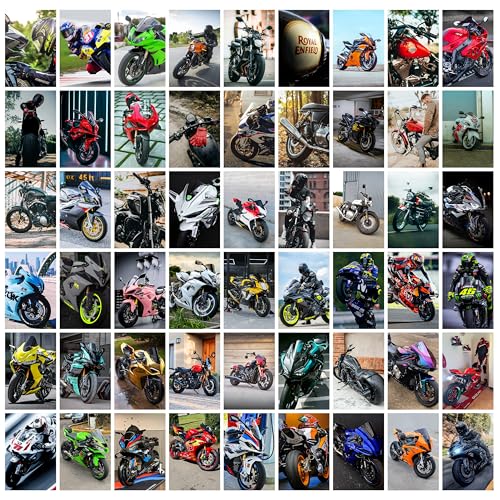 Image of MODERN GALLERY MART Pack of 54 Bike Aesthetic Wall Collage Kit Posters - 4 x 6 Inches Posters for Wall Decoration - Wall Art For Bedroom, Office, Living room, Dorm room - Glue Dots Included