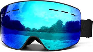 Ski Goggles, Snowboard Goggles, OTG Ski Glasses with UV400 protection, Anti Fog, Anti glare, REVO-Tech Ski Glasses Suitable for snowboarding, snowmobiles Sking Goggles for Men Women