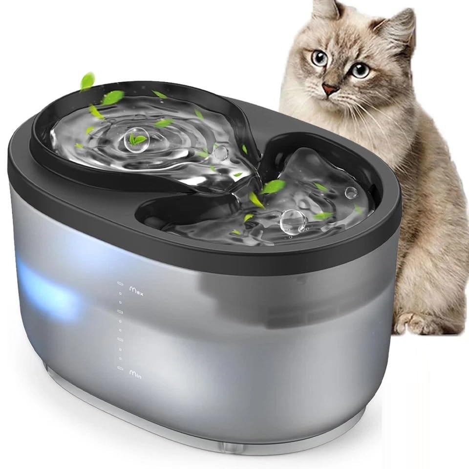 Premium 2.3L Cat Water Fountain with LED Light - Automatic Drinking Water Bowl & Dispenser for Cats and Dogs
