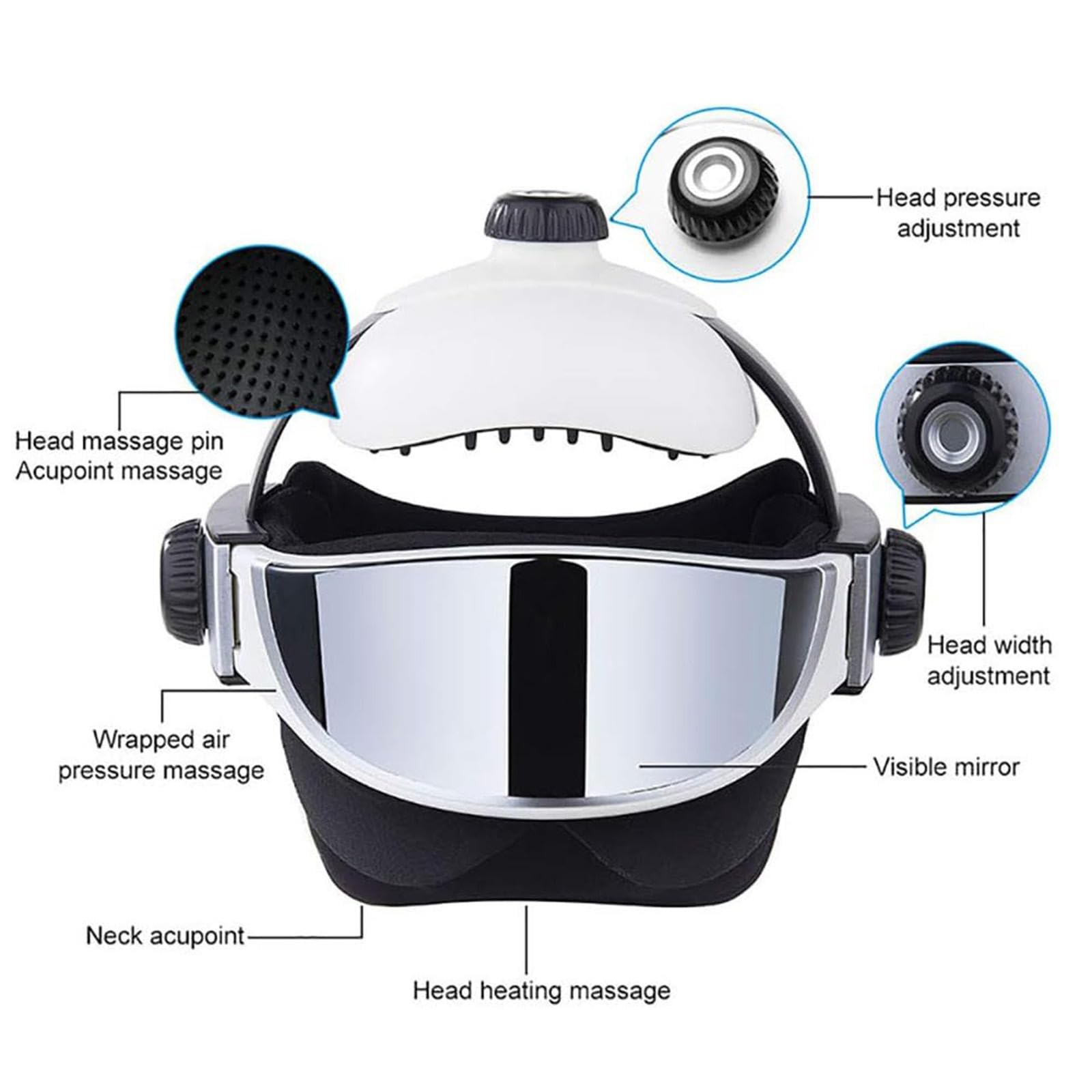 Elektryczny masażer głowy USB, kask, 2 w 1, masażer oczu głowy z pilotem, masaż ciśnieniowy, odtwarzacz muzyki Mp3 do domu, hotelu, salonu piękności, szpitala, biura