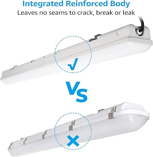 Miniatura 3 de LEONLITE Luz LED hermética de vapor de 4 pies, 70 W, 9000 lúmenes, 5000 K, 100-277 V, 0-10 V, regulable, a prueba de vapor, lámpara LED impermeable