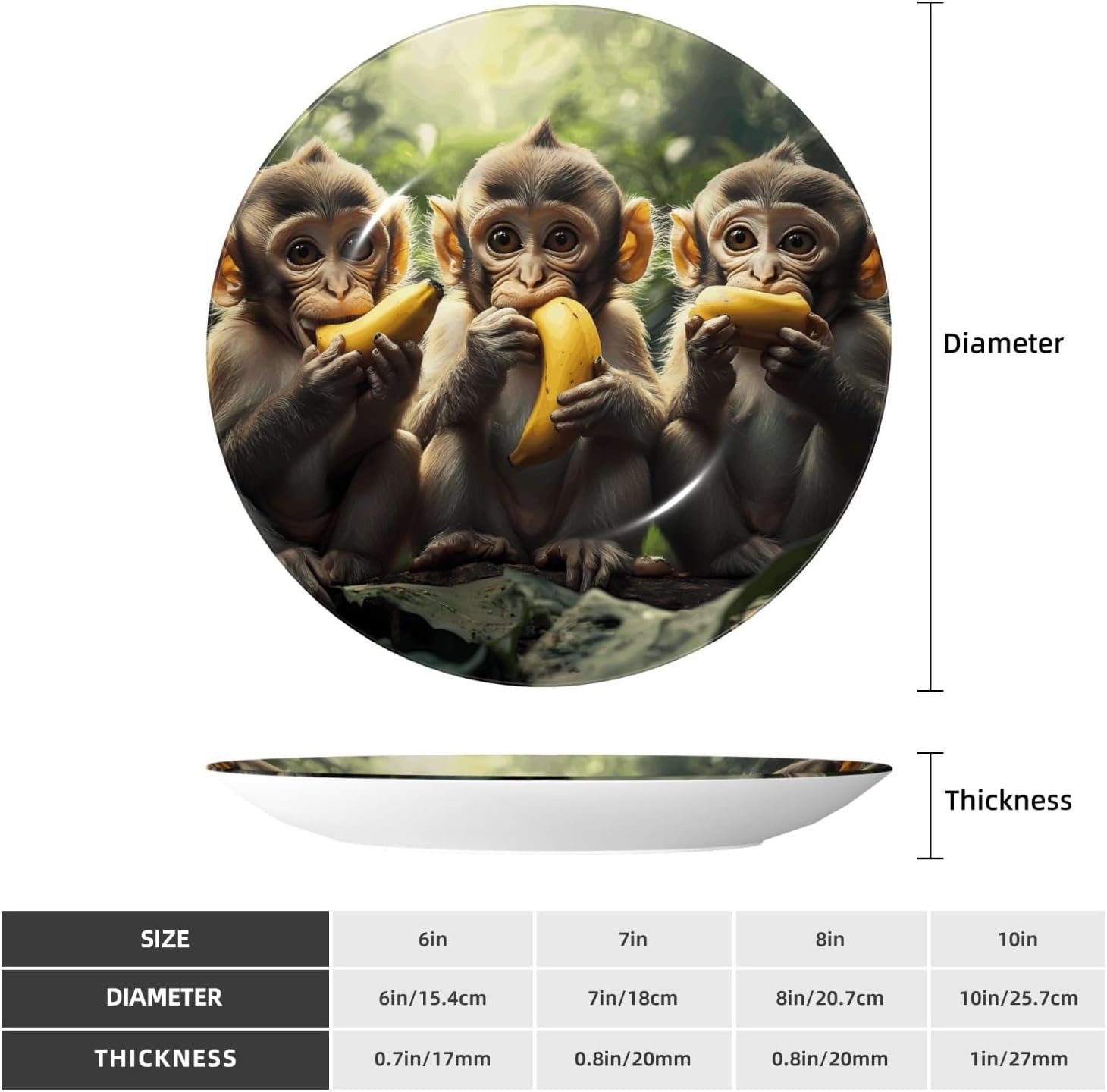 Sitting Monkey Style Ceramic Plate Display Home Display With Stand Wall Hanging Plate For Home Decor 10 Inch