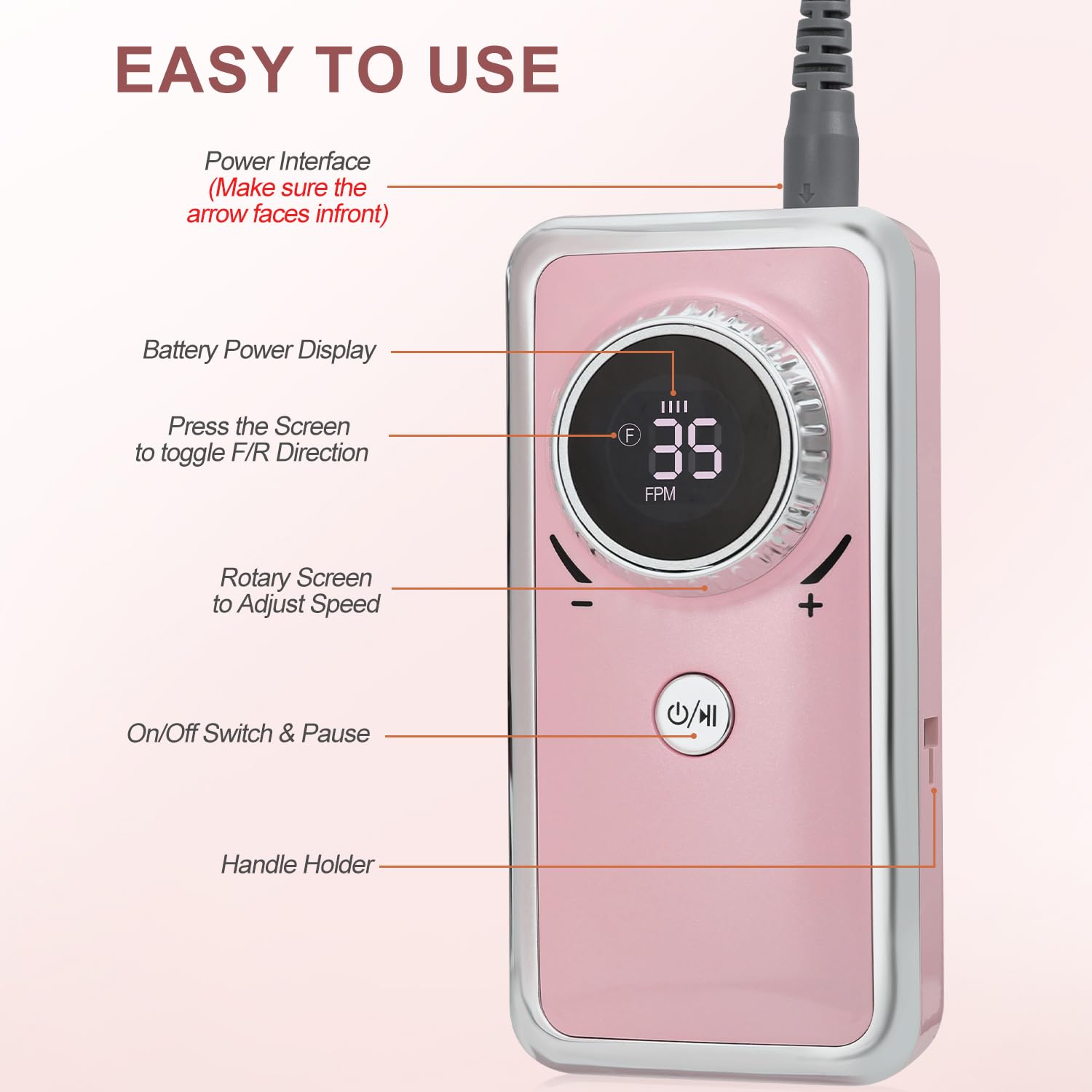 Taladro de uñas eléctrico profesional, 35,000 rpm, taladro de uñas portátil Efile con 11 brocas de uñas, máquina de taladro de uñas recargable con pantalla LCD para quitar esmalte de uñas acrílicas 8