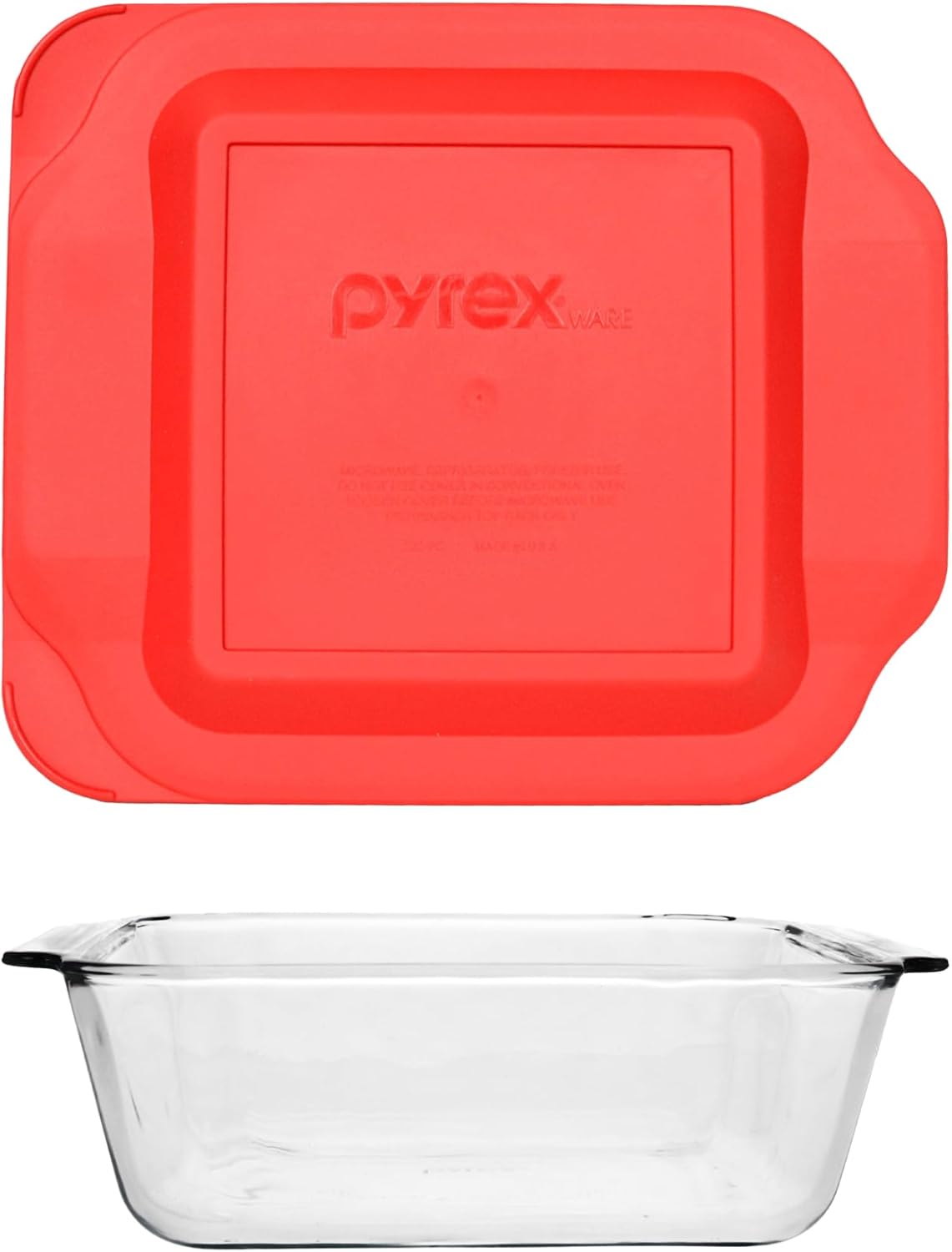 Pyrex 222-D 2.5Qt Deep Glass Baking Dish and 222-PC 2qt Blue Lid - Made in USA